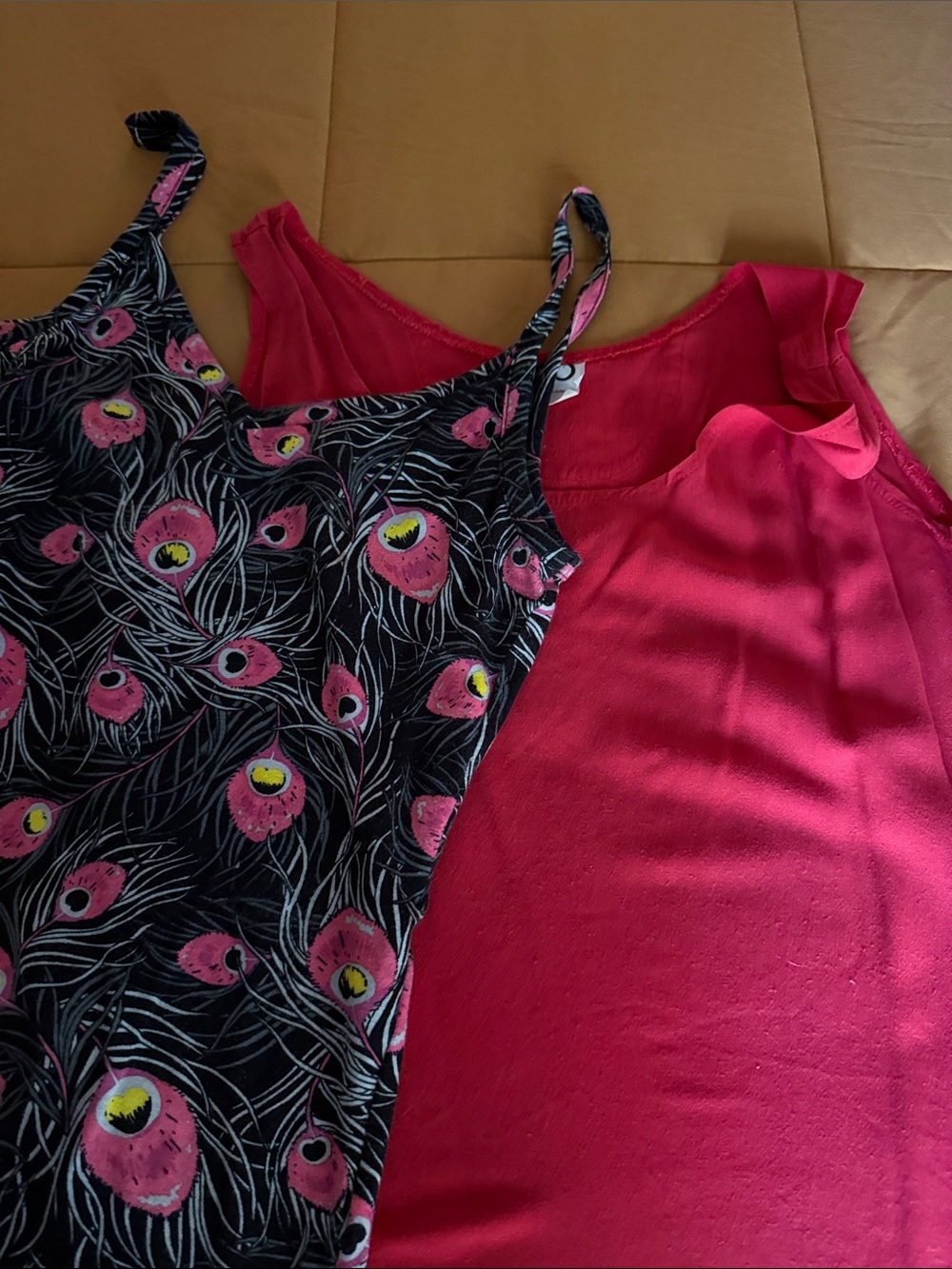 Clio Pink and Black Floral Print Cami Tops